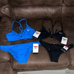 Nike Blue and Black Athletic Bikinis